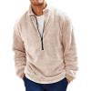 Runcati Mens Fuzzy Sherpa Sweatshirt Quarter Zip Pullover Long Sleeve Winter Fall Fleece Outwear(Apricot)