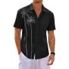 Runcati Mens Hawaiian Shirt Short Sleeve Button Down Summer Beach Vacation Cotton Linen Shirts(Black)