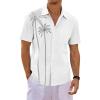 Runcati Mens Hawaiian Shirt Short Sleeve Button Down Summer Beach Vacation Cotton Linen Shirts(White)