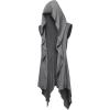 Runcati Mens Hooded Cardigan Sleeveless Ruffle Shawl Collar Open Front Knit Drape Robe(Dark Grey)