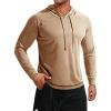 Runcati Mens Lightweight Hoodies Pullover Long Sleeve Casual Workout Athletic Shirt Hooded Sweatshirts(Khaki)