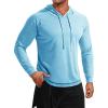 Runcati Mens Lightweight Hoodies Pullover Long Sleeve Casual Workout Athletic Shirt Hooded Sweatshirts(Light Blue)