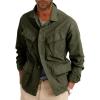 Runcati Mens Lightweight Safari Jacket Button Up Cotton Outdoor Military Cargo Long Sleeve Outwear(Army Green)