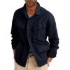 Runcati Mens Lightweight Safari Jacket Button Up Cotton Outdoor Military Cargo Long Sleeve Outwear(Navy)