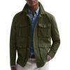 Runcati Mens Lightweight Safari Jacket Casual Button Up Jacket Windproof Work Coat with Pockets(Army Green)