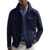 Runcati Mens Lightweight Safari Jacket Casual Button Up Jacket Windproof Work Coat with Pockets(Navy Blue)