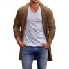 Runcati Mens Long Cardigan Sweater Casual Ruffle Shawl Collar Open Front Cardigan Knit Drape Cape Winter Sweaters(Brown)