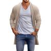 Runcati Mens Long Cardigan Sweater Casual Ruffle Shawl Collar Open Front Cardigan Knit Drape Cape Winter Sweaters(Khaki)