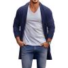 Runcati Mens Long Cardigan Sweater Casual Ruffle Shawl Collar Open Front Cardigan Knit Drape Cape Winter Sweaters(Navy)