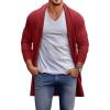 Runcati Mens Long Cardigan Sweater Casual Ruffle Shawl Collar Open Front Cardigan Knit Drape Cape Winter Sweaters(Wine Red)
