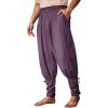 Runcati Mens Medieval Ankle Pants Renaissance Viking Pirate Pants Lace Up Cotton Tapered Halloween Costume Trousers(Purplish Red)