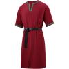 Runcati Mens Medieval Pirate Costume Tunic Renaissance Knight Warrior Viking LARP Halloween Tops(A-dark Red)