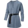 Runcati Mens Medieval Pirate Costume Tunic Renaissance Viking Lace Up Cotton Shirts Knight Warrior LARP Halloween Tops(Grey)