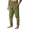 Runcati Mens Medieval Pirate Pants Renaissance Ankle Banded Viking Ren Faire Pants Lace Up Halloween Costume Trousers(Army Green)