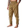 Runcati Mens Medieval Pirate Pants Renaissance Ankle Banded Viking Ren Faire Pants Lace Up Halloween Costume Trousers(Brown)
