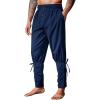 Runcati Mens Medieval Pirate Pants Renaissance Ankle Banded Viking Ren Faire Pants Lace Up Halloween Costume Trousers(Navy Blue)