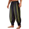 Runcati Mens Medieval Pirate Pants Renaissance Viking Navigator Colonial Cotton Halloween Costume Harem Pants(Army Green)