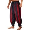 Runcati Mens Medieval Pirate Pants Renaissance Viking Navigator Colonial Cotton Halloween Costume Harem Pants(Red)