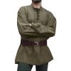 Runcati Mens Medieval Pirate Shirt Steampunk Viking Renaissance Long Sleeve Lace Up Scottish Halloween Costume Tops(Army Green)