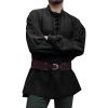 Runcati Mens Medieval Pirate Shirt Steampunk Viking Renaissance Long Sleeve Lace Up Scottish Halloween Costume Tops(Black)