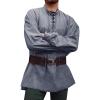 Runcati Mens Medieval Pirate Shirt Steampunk Viking Renaissance Long Sleeve Lace Up Scottish Halloween Costume Tops(Gray)