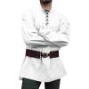Runcati Mens Medieval Pirate Shirt Steampunk Viking Renaissance Long Sleeve Lace Up Scottish Halloween Costume Tops(White)