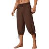 Runcati Mens Medieval Pirate Shorts Renaissance Colonial Viking Lace Up Halloween Costume Pants(Brown)