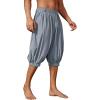 Runcati Mens Medieval Pirate Shorts Renaissance Viking Colonial Linen Halloween Costume Pants(Gray)