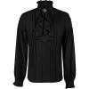 Runcati Mens Pirate Medieval Shirts Ruffle Steampunk Victorian Cosplay Costume Gothic Renaissance Shirt Viking Tops(Black)