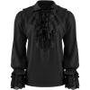 Runcati Mens Pirate Shirt Ruffle Renaissance Victorian Vampire Poet Shirts Steampunk Gothic Medieval Lace Costume(Black)
