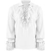 Runcati Mens Pirate Shirt Ruffle Renaissance Victorian Vampire Poet Shirts Steampunk Gothic Medieval Lace Costume(White)