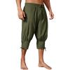 Runcati Mens Pirate Shorts Medieval Renaissance Banded Pants Viking Navigator Halloween Costume(Army Green)