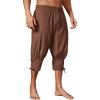Runcati Mens Pirate Shorts Medieval Renaissance Banded Pants Viking Navigator Halloween Costume(Coffee)
