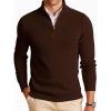 Runcati Mens Quarter Zip Pullover Sweaters Mock Neck Slim Fit Lightweight Pullover Waffle Knit Casual Polo Sweater(Coffee)