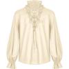 Runcati Mens Ruffle Pirate Shirts Lace Medieval Renaissance Vampire Poet Shirt Gothic Steampunk Victorian Costume(Beige)