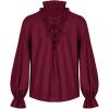Runcati Mens Ruffle Pirate Shirts Lace Medieval Renaissance Vampire Poet Shirt Gothic Steampunk Victorian Costume(Burgundy)