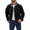Runcati Mens Sherpa Fleece Lined Denim Jacket Casual Winter Warm Button Down Trucker Jacket Coat with Pocket(Black)