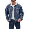 Runcati Mens Sherpa Fleece Lined Denim Jacket Casual Winter Warm Button Down Trucker Jacket Coat with Pocket(Blue)