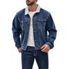 Runcati Mens Sherpa Fleece Lined Denim Jacket Casual Winter Warm Button Down Trucker Jacket Coat with Pocket(Navy)