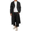 Runcati Mens Trench Coat Double Breasted Belted Windbreaker Jackets Lapel Lightweight Long Jacket Casual Overcoat(Black)
