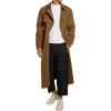 Runcati Mens Trench Coat Double Breasted Belted Windbreaker Jackets Lapel Lightweight Long Jacket Casual Overcoat(Brown)