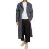 Runcati Mens Trench Coat Double Breasted Belted Windbreaker Jackets Lapel Lightweight Long Jacket Casual Overcoat(Dark Grey)