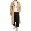 Runcati Mens Trench Coat Double Breasted Belted Windbreaker Jackets Lapel Lightweight Long Jacket Casual Overcoat(Khaki)