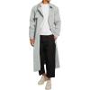 Runcati Mens Trench Coat Double Breasted Belted Windbreaker Jackets Lapel Lightweight Long Jacket Casual Overcoat(Light Grey)