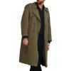 Runcati Mens Trench Coat Double Breasted Long Jacket Casual Windbreaker Notched Lapel Belted Overcoat(Army Green)