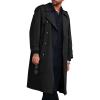 Runcati Mens Trench Coat Double Breasted Long Jacket Casual Windbreaker Notched Lapel Belted Overcoat(Black)