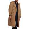 Runcati Mens Trench Coat Double Breasted Long Jacket Casual Windbreaker Notched Lapel Belted Overcoat(Brown)