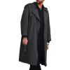 Runcati Mens Trench Coat Double Breasted Long Jacket Casual Windbreaker Notched Lapel Belted Overcoat(Dark Grey)