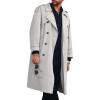 Runcati Mens Trench Coat Double Breasted Long Jacket Casual Windbreaker Notched Lapel Belted Overcoat(Grey)