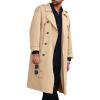 Runcati Mens Trench Coat Double Breasted Long Jacket Casual Windbreaker Notched Lapel Belted Overcoat(Khaki)